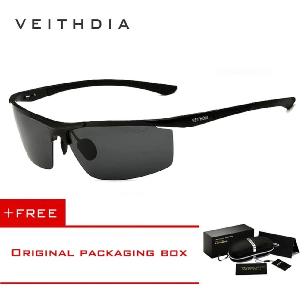 VEITHDIA Aluminium Magnesium Sunglasses Polarized Sports Mens Coating Pria Eyewear Aksesoris 6588 (BIack)-Intl