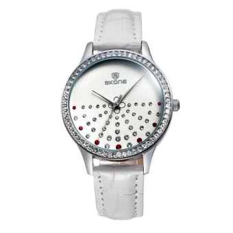 Gambar voovrof SKONE Women Rhinestone Watches Fashion Brand Top Luxury Leather Strap Watch Clock Hour Dress Wristwatch Gift Feminino (White)   intl