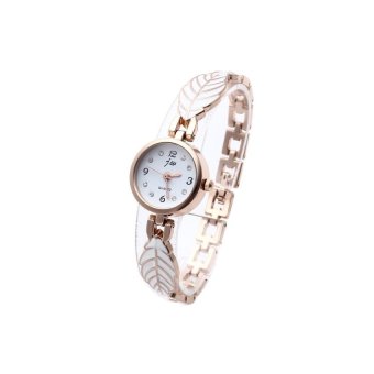 VR_Tech Quartz Wrist Watch Bracelet Leaf Round White Dial Arabic Numerals Women - intl  