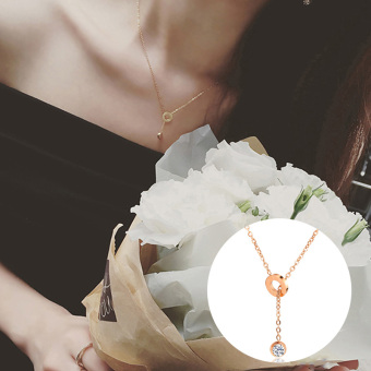 Wanita 18K Jepang dan Korea Selatan naik berlapis emas perempuan rantai klavikula kalung cincin