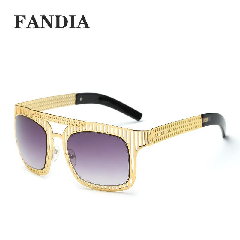 Wanita Merek Fashion Sunglasses dengan Kotak Warna Grey Gold-Intl