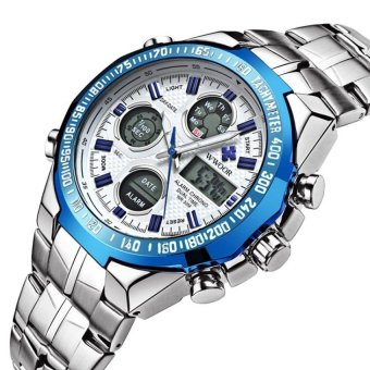 Watch Men Luxury Alarm Chronograph Clock Steel Led Display MilitaryWatches Male Luminous Waterproof Watches (Blue) - intl  