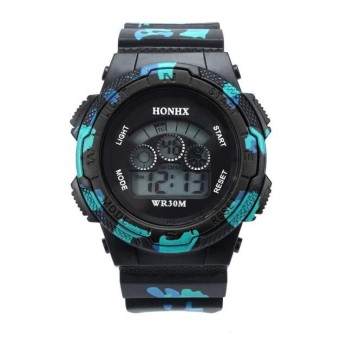 Gambar Waterproof Cool Mens Boys LED Quartz Alarm Date Sports Wrist Watch BK   intl