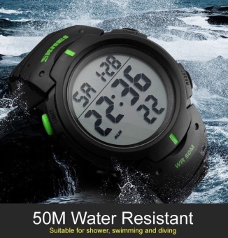 Waterproof Men's Boy LCD Digital Stopwatch Date Rubber Timer Sport Wrist Watch - intl  