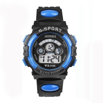 Waterproof Mens Boys Digital LEDAlarm Date Sports Wrist Watch Blue - intl  