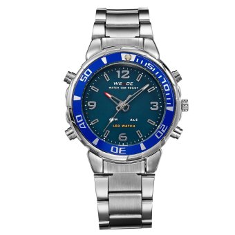 WEIDE 843 Stainless Steel Quartz&LED Digital Wristwatch (Blue)  