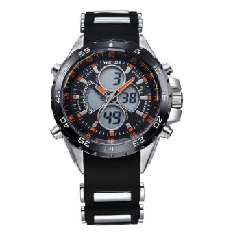 WEIDE Men Sports Watches Brand Quartz Watch Relogio Masculino LCDDigital Display Silicone Strap Alarm WaterproofWristwatches(Orange) - intl  
