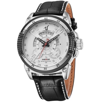 WEIDE Men's Quartz Watches Men's Calendar Leather Business Watches White - intl  