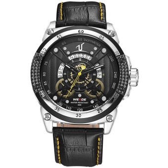 WEIDE Men's Quartz Watches Men's Calendar Leather Business Watches Yellow - intl  