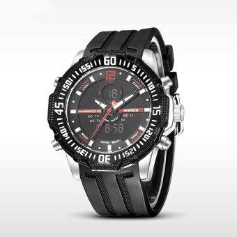 WEIDE Waterproof Silicone Watch Wristwatch Multi-Function Dial LEDDual Display Sports Electronic Watches(Red) - intl  