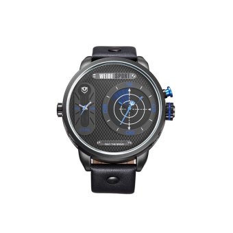 WEIDE WH3049 Waterproof Mens Boys Unique Radar Round Dial DualTime Display LED Digital Analog Quartz Sports Watch with PU BandBlack+Blue - intl  