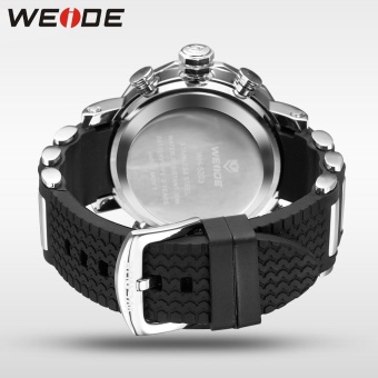 WEIDE WH5203 Men Military Stainless Steel Quartz Wristwatch Waterproof Multi-function LCD Digital Men's Clock Black Black - intl  