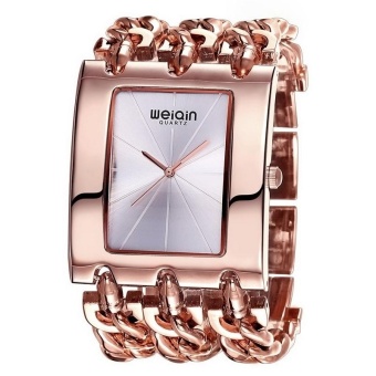 WeiQin 2781 Simple Scale Square Dial Fashion Women Quartz Watch With Alloy Bracelet Band (Rose Gold + Silver) - intl  