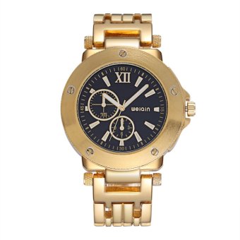 WEIQIN Top Brand Men''s Gold Watches Stainless Steel Band Analog Display Quartz Men Wristwatch Luminous Hands Luxury Watch  