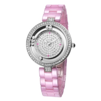 weishi WEIQIN Women Watch Brand Luxury Ceramic Band Fashion Watches Ladies Rose Gold Wrist Watch Quartz Hours s Feminino 2016 (pink white)  