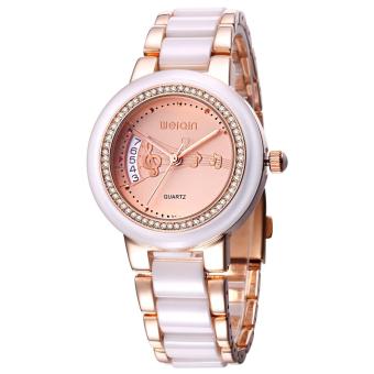 weishi WEIQIN Women Watches Date Fashion Rhinestone Rose Gold Wrist Watch Business Dress Quartz Watch Ladies Clock s Feminino (rose gold dial)  