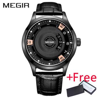 Wholesaler MEGIR ML1067G 2017 New Men Watch Jam Tangan Top Brand Luxury Genuine Leather Engraved Dial Military Watch Jam Tangan es Clock  
