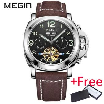 Wholesaler MEGIR ML3206G Original Men Watch Jam Tangan Top Brand Luxury Automatic Mechanical Watch Jam Tangan Leather Military Watch Jam Tangan es Clock  