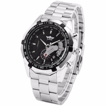 Winner Calendar Design Auto Mechanical Watch Stainless SteelMaterial Black  