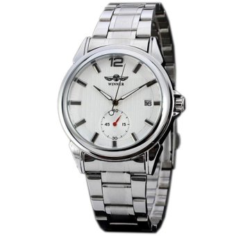 WINNER Classic Men's Stainless Steel Automatic Mechanical Mens Watch White Dial WW283  