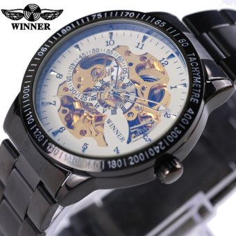 Winner Mens Watches Top Brand Luxury Skeleton Hand Wind Mechanical Watch Steel - intl  