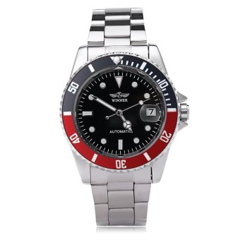 WINNER W042602 Male Automatic Mechanical Watch Date Display Luminous Transparent Back Cover Wristwatch  