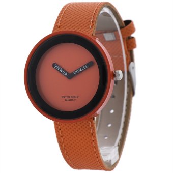 Womage Fashion Business Women Weaving Leather Alloy Quartz Watch Orange 025(Orange)  