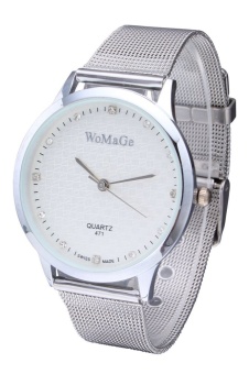 WoMaGe Fashion Minimalist Steel Strip Diamond Watch (Silver)  