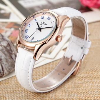 Womdee Authentic Korean brand watches quartz Diamond Ladies Watch waterproof leather belt watch one generation wholesale (White)  