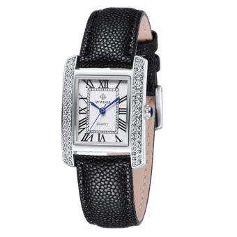 Womdee Genuine brand watches Swiss female fashion Korean Ladies Watch wholesale red leather watch (Black)  