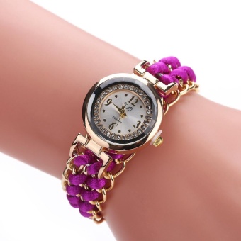 Gambar Women Knitting Rope Chain Winding Analog Quartz Movement Wrist Watch   intl