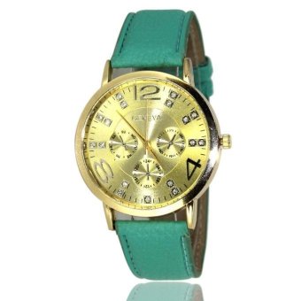 Women Men Band Analog Quartz Business Wrist Watch Green free shipping - intl  