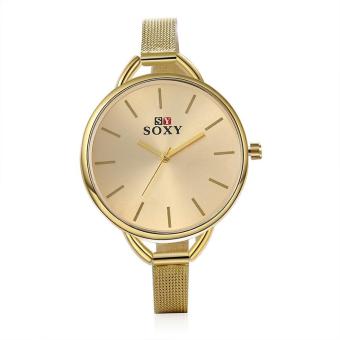 Women's Fashion Canino Minimalist Ultra-Thin Business Watch Gold With Gold Surface Metal Strap Watches (Gold & Gold) - intl  