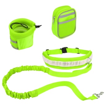 Gambar WONDERSHOP Homdox Hands Free Elastic Dog Leash ReflectiveAdjuatable Waist Belt With Bottle Holder Waist Bags for RunningWalking Hiking ( Green )   intl