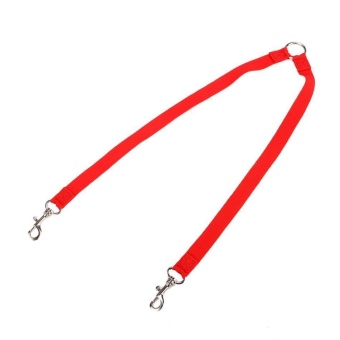 Gambar WONDERSHOP New Nylon Strong Double Dog Lead Leash Couple Pet CollarLeash for Collar Harness ( Red )   intl