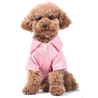 Gambar WONDERSHOP Pet Puppy Short Sleeve Apparel Small Dog Cat Pet SolidSlim Clothes Pullover Polo Shirt ( Pink )   intl