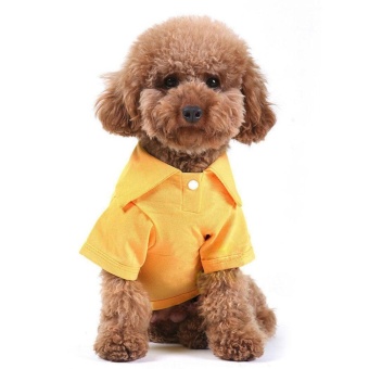 Gambar WONDERSHOP Pet Puppy Short Sleeve Apparel Small Dog Cat Pet SolidSlim Clothes Pullover Polo Shirt ( Yellow )   intl