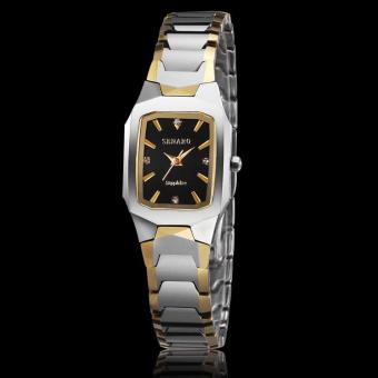 woppk Genuine genius St. Jarno gold tungsten steel senior business couple watches square quartz watch 1060 (1 X women Watch) (Black)  