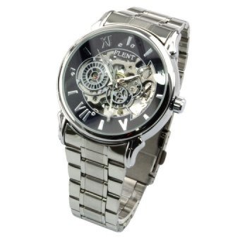 WSJ Skeleton Stainless Steel Analog Mens Automatic MechanicalWatches (Black) - intl  
