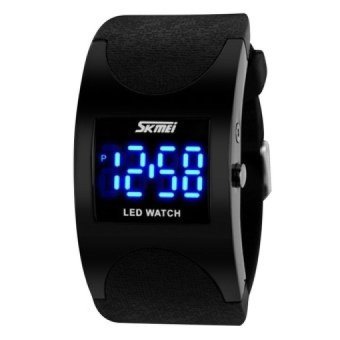 WSJ Skmei 0951 3ATM Water Resistant LED Digital Display Alloy CasePU Band Arced Dial Sport Electronic Wrist Watch - intl  