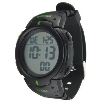 WSJ SKMEI Waterproof LED Light Digital Date Alarm LCD Wrist Watch Men Women Sports (Black) - intl  