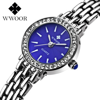 WWOOR 8810 Luxury Diamonds Women Watches Quartz Watch Ladies Stainless Steel WristWatch Diamond Dress Watch Clock, Blue - intl  