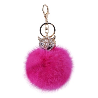 Gambar xaqiwe Rhinestone Pom Pom Ball Keyring Fox Keychains For HandbagPurse (Roseo Gold)   intl