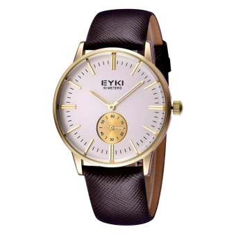 xiuya Men Brand EYKI Watches 30m waterproof leather women Men's Watch Business Casual Fashion Quartz Watches montre homme (gold)  