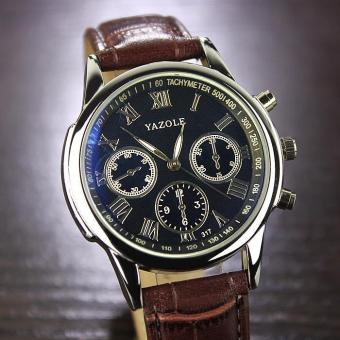 Yazole 317 Men Business Brown Leather Strap Watch - intl  
