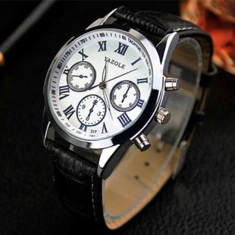 Yazole 317 Men Business Waterproof Belt Non Machinery Luminous Quartz Watch (White/ Black) - intl  