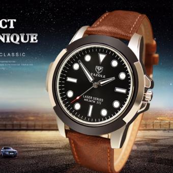 Yazole 372 Fashion Luminous 30m Waterproof Mineral Glass Quartz Business Casual Watches Leather Stap Men Watch(372-3) - intl  