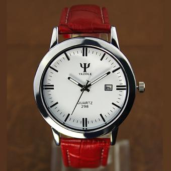 YAZOLE Classical Women Leather Band Fashion Joker Bussiness Quartz Wrist Watch YZL298-Red - intl  
