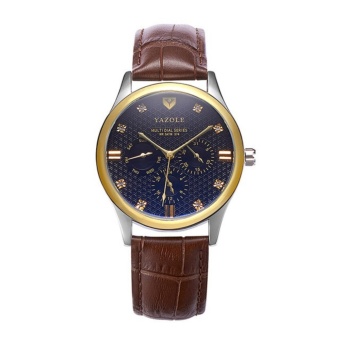 Yazole Top Luxury Brand Watch Famous Fashion Sports Cool Men Quartz Watches Waterproof Leather Wristwatch For Male YZL374 - intl  