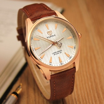 YAZOLE Top Luxury Brand Watch Men Watches Business Male Quartz Wristwatches Waterproof Quartz-watch YZL369-Brown - intl  